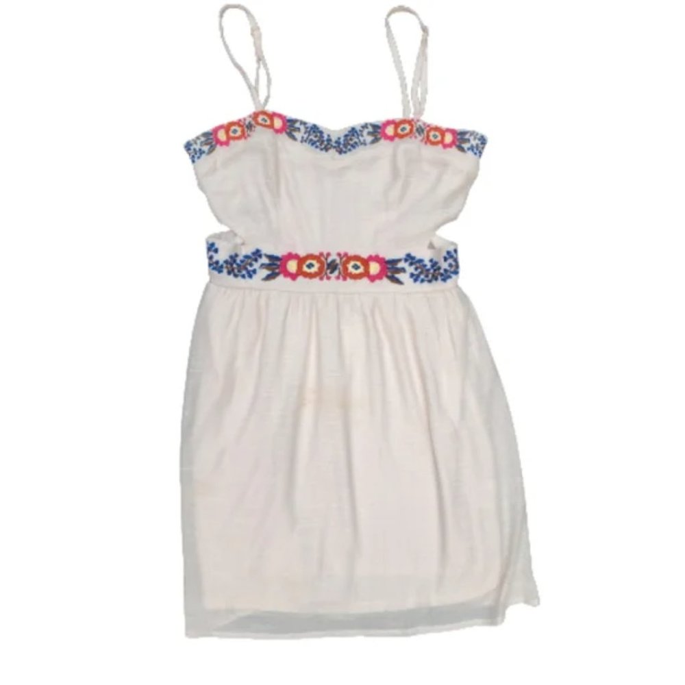 AS U WISH Embroidered Spaghetti Strap Y2K Gauzy Cutout Baby Doll Dress ♥️